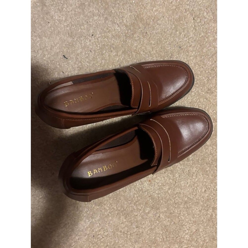 Bamboo heeled loafers size 6